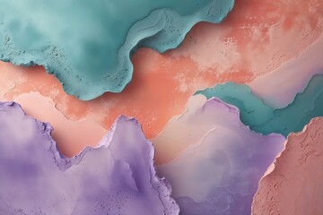 Fototapeta premium Soft Pastel Gradient Background in Teal Coral Lavender and Peach Textures for Contemporary Wall Art Decor