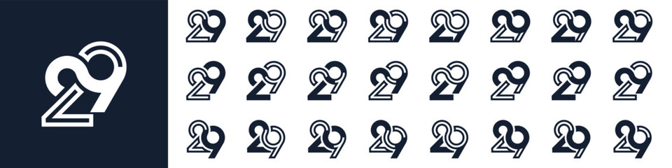 collection of creative number 29 logo designs. abstract twenty-nine design vector illustration