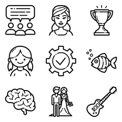 Essential Flat Icon Set Isolated On White Background