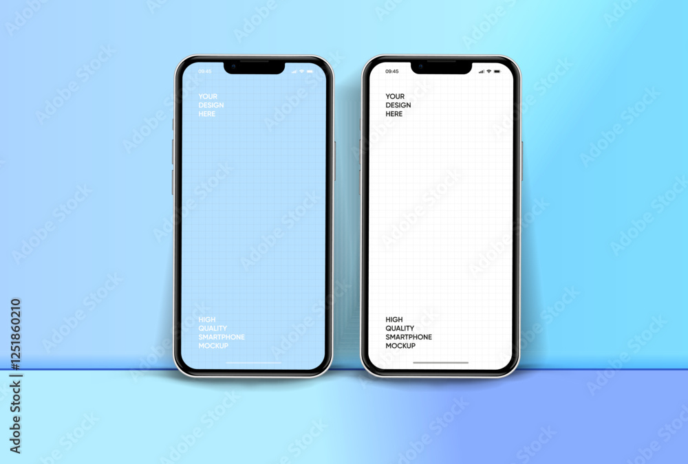 Aufkleber Realistic smartphone mockup. Mobile phone vector with isolated on white background. Device front view. 3D mobile phone with shadow. Realistic, high quality smart phone mockup for ui ux presentation.