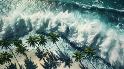 Tsunami hits palm beach.