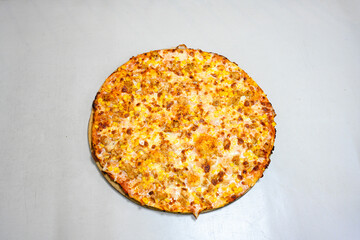 Traditional Turkish cuisine. Pizza, pita, pidesi, sucuk, hummus, kebab. Many dishes on the table. Serving dishes in restaurant. Margherita,  mix, formaggi, veggie karisik pizza. Top view, flat lay