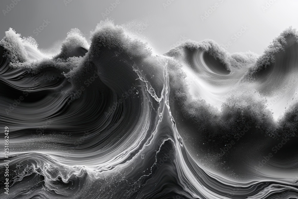 Poster dreamy textured noise effect monochrome abstract fluid cascade with lush wave gradient for timeless 