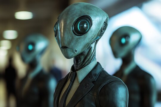 Alien in a Suit with Blue Eyes and a Tie