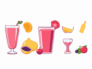 Colorful Smoothie Ingredients Vector Icons for Nutrition