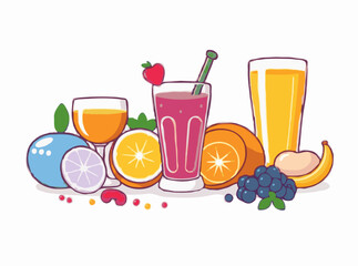 Colorful Smoothie Ingredients Vector Icons for Nutrition