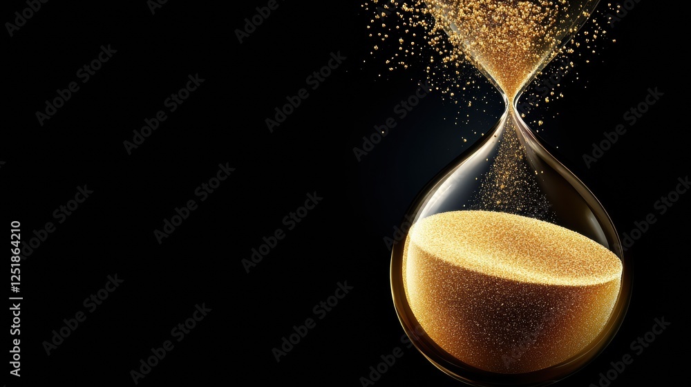 Aufkleber golden sand flows through an hourglass creating a captivating visual of time passing elegantly and s