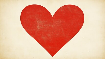Love Heart Vintage Red Heart on Beige Paper