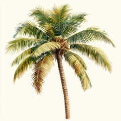 Coconut tree on white background
