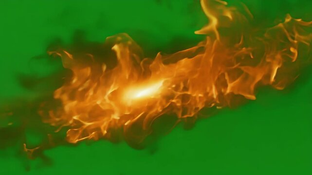 Intense embers span outward creating dynamic patterns of energy and motion. Green screen chromakey