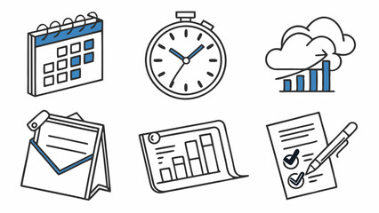 Fototapeta premium Simple Vector Icons Representing Productivity Tools