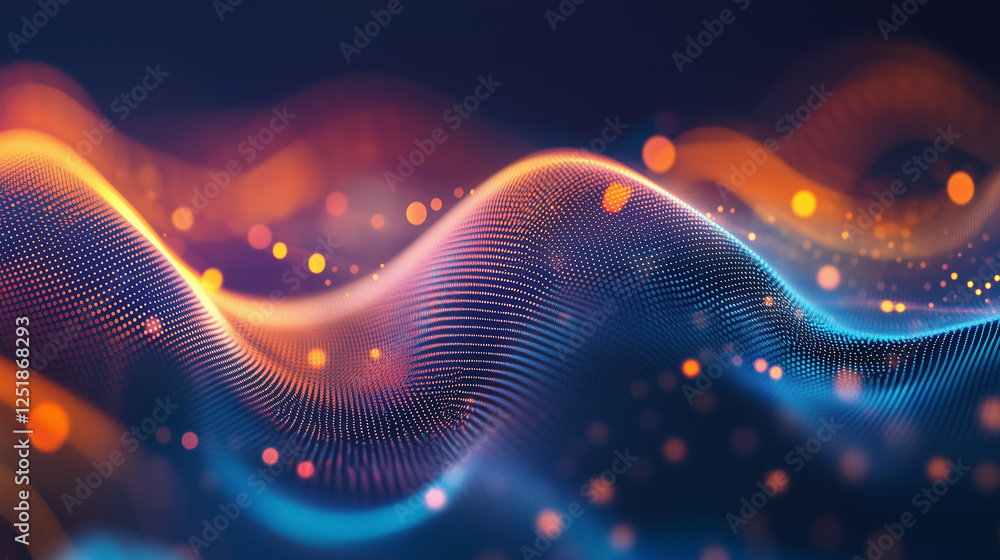 Fototapete Abstract technological background with dynamic particles.