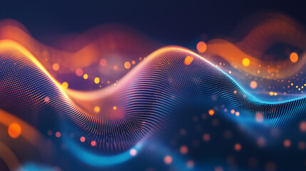 Abstract technological background with dynamic particles.