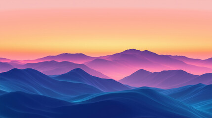 Pastel mountain landscape at sunset.