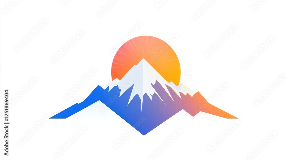 Poster mountain silhouette with vibrant sunset in gradient colors creating a serene atmosphere. generative 