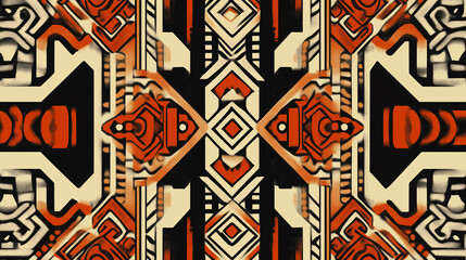 Ethnic geometric pattern with spray texture.