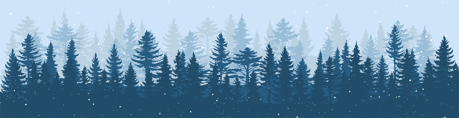 Pine forest silhouette wood tree background wild vector image