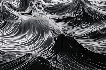 Luxurious Black and White Aqueous Motion Texture for Elegant Abstract Wave Art Posters