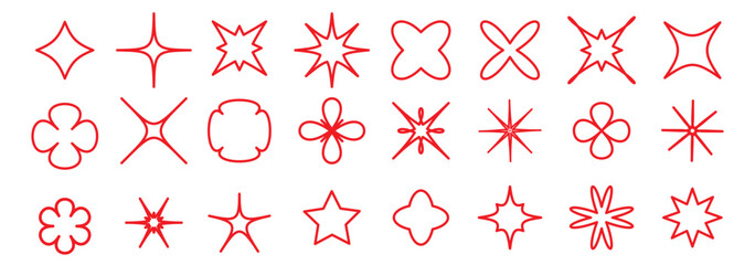 Shape elements, geometric abstract graphic minimal design, vector. Geometric shape elements circle, star line figures and abstract minimal art icons.