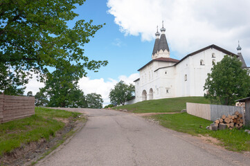 Fototapeta premium Road leading to the Ferapontov Monastery. Ferapontovo village, Vologda region, Russia