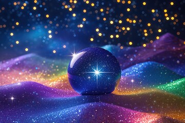 Vibrant Celestial Color Gradient Display with Shimmering Starry Background