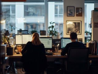 Fototapeta premium Remote and In-Office Hybrid Work Collaboration