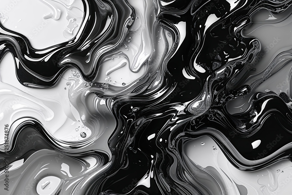 Aufkleber whimsical glossy noise texture in monochrome black and white for abstract liquid sketch and sophisti
