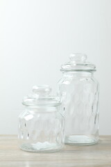 Glass containers for storing food on the table