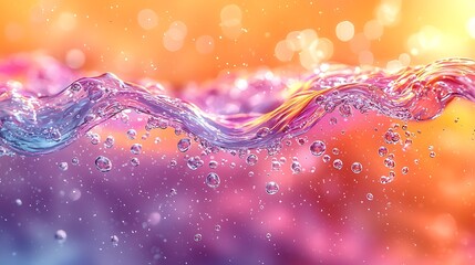Abstract swirling liquid with floating air bubbles, creating a vibrant, dynamic effect against a gradient background