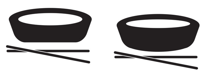 noodles icon set. Ramen bowl with chopsticks vector icon collection