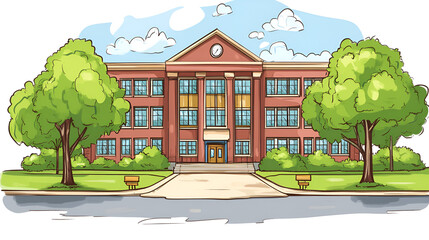 house with pencils and flowers AI generative 