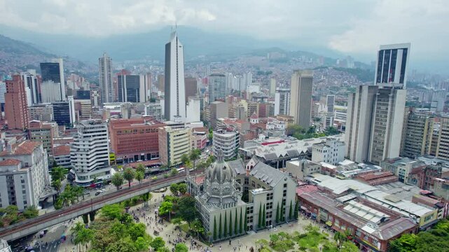 Vibrant Cityscape with Historic and Modern Buildings - Medellin, Colombia