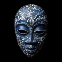 Intricate Traditional Mask with Unique Art Patterns on Dark Background