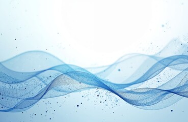 Abstract illustration of blue flowing lines, dots on white background. Tech wallpaper with network connection concept in style. Polygonal mesh line for digital banner design for data analytics