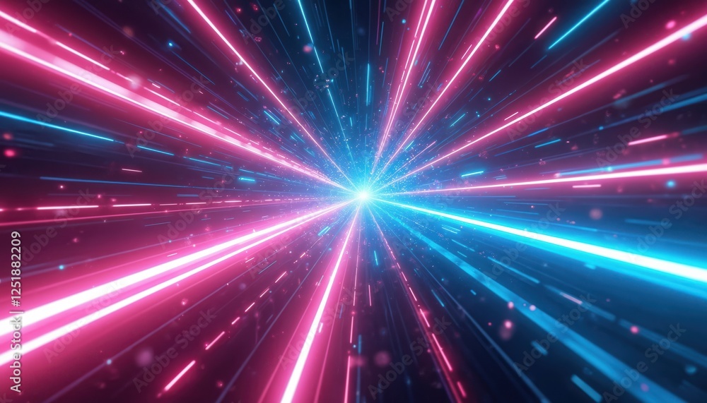 Poster animated hyperspace warp speed light effect background. galaxy, hyperspace modern velocity tunnel mo
