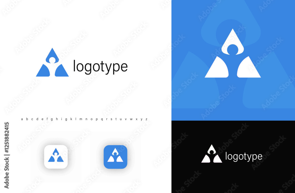 Aufkleber abstract geometric logo with triangular structure and human figure symbolizing teamwork, innovation,