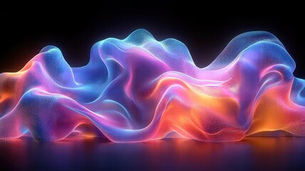 Obraz premium Colorful Abstract Flowing Waves with Light Effects on Dark Background
