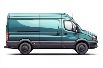 Delivery Van blank mockup with copy space and space for logotype isolated on white background. Commercial Vehicle. Cargo Van. Blank Van for design. Delivery Van. Delivery Van.	