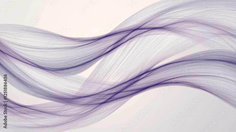 Poster abstract flowing purple waves on a light background creating a serene atmosphere