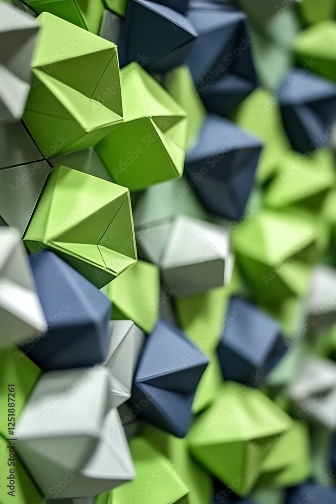 Poster modern geometric cube background in lime, navy, and gray with a stylish and abstract pattern for a t
