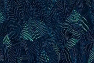 Abstract close-up of a glowing blue digital circuit board, showcasing intricate connections and technological design on a black background.
