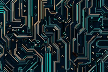 Abstract close-up of a glowing blue digital circuit board, showcasing intricate connections and technological design on a black background.
