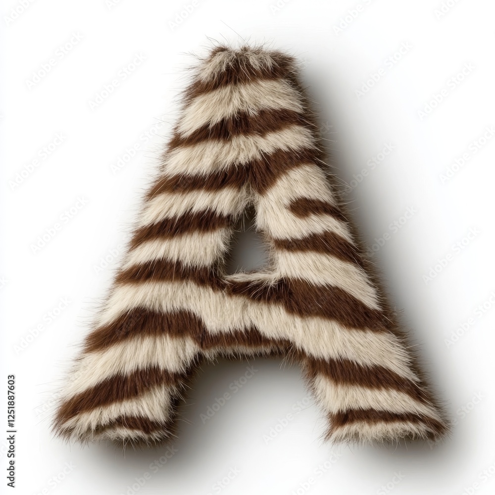 Poster letter a depicted in zebra fur texture on a clean white background creates a striking visual contras