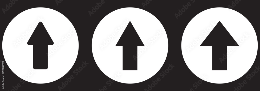 Poster up arrow circle vector icon . up pointing sign. white background. outline and filled version .