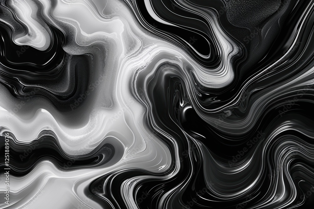 Aufkleber fluid black-and-white abstract texture showcasing grainy liquid movement for elegant web headers and