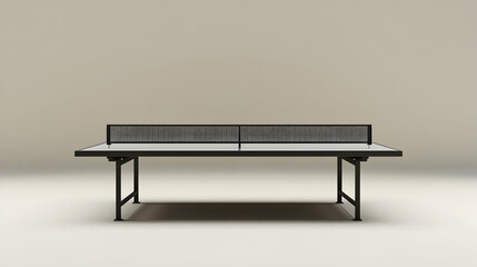 A modern, minimalist table tennis table with a black surface and sleek design