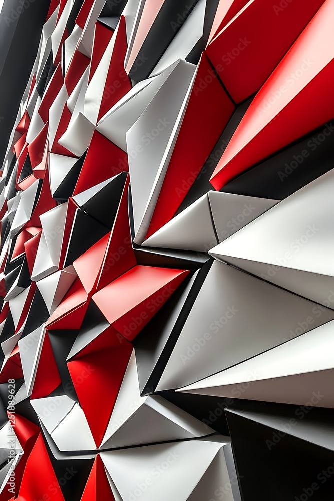 Aufkleber stylish and contemporary triangle backdrop featuring a sharp geometric pattern in red, black, and wh