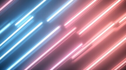 Fototapeta premium Abstract neon light streaks, diagonal pattern, dark background, digital art, website design