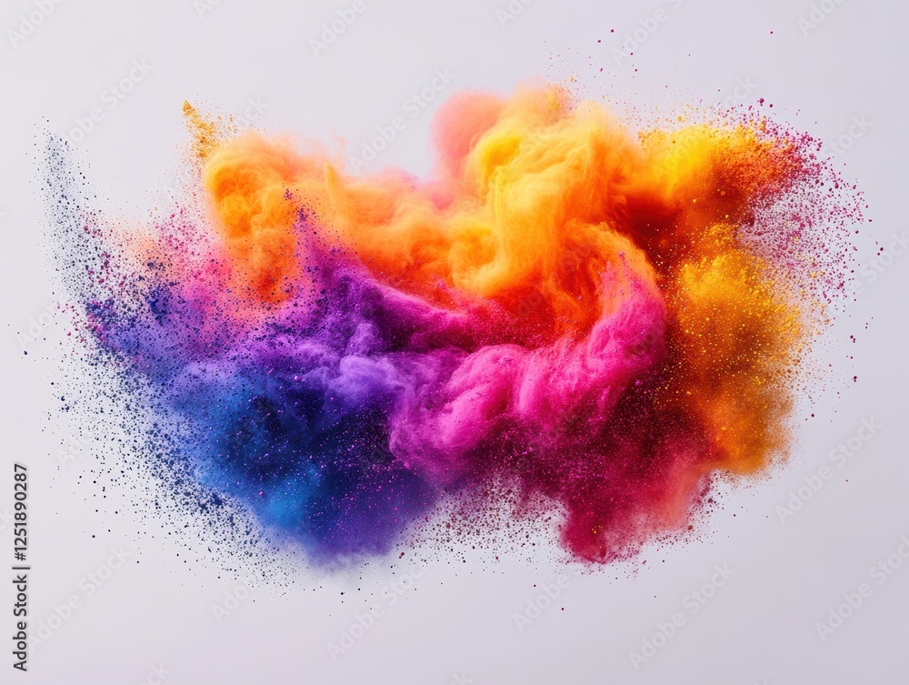 Poster a vibrant explosion of colorful powder creating a dynamic visual effect.
