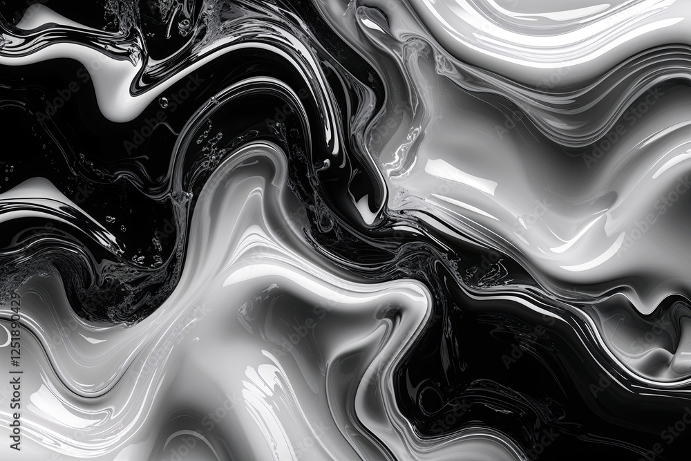Poster monochrome black and white glossy noise texture for abstract liquid design and elegant website heade
